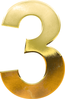 Die Zahl 3 in goldener Farbe für Conversion Optimierung Buch Website Die Zahl 3 in goldener Farbe für Conversion Optimierung Buch Website